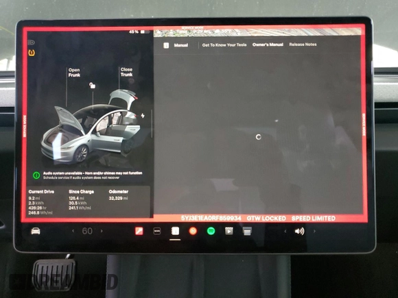 2024 Tesla Model 3 z VIN 5YJ3E1EA0RF859934, wystawiony jako Copart lot #52962285 z przebiegiem 32 329 mil mil oraz Szkoda całkowita • Salvage title. Historia ofert i sprzedaży dostępna na DreamBid. Obrazek 9.