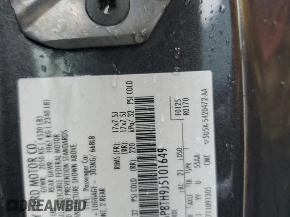 2018 Ford Mustang EcoBoost with VIN 1FA6P8TH9J5101649, listed as a Copart auction lot 57982535 with Not provided miles and Salvage title. Bid and sale history available at DreamBid. Image 12.