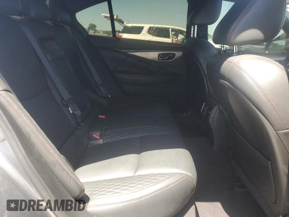 2018 Infiniti Q50 Red Sport 400 with VIN JN1FV7AR1JM700091, listed as a Copart auction lot 58004335 with 59,254 mi miles and Salvage title. Bid and sale history available at DreamBid. Image 10.