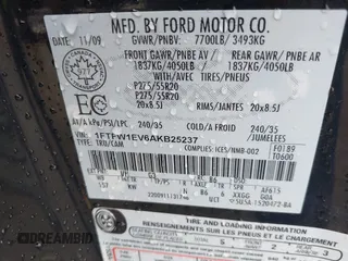 2010 Ford F-150 XL with VIN 1FTFW1EV6AKB25237, listed as a IAAI auction lot 41987755 with 145,770 mi miles and . Bid and sale history available at carsss.com. Image 9.