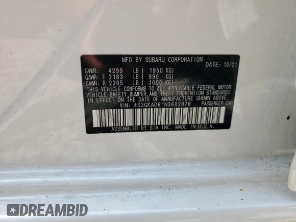 2022 Subaru Impreza Premium with VIN 4S3GKAD61N3602876, listed as a Copart auction lot 64166075 with 26,511 mi miles and Salvage title. Bid and sale history available at DreamBid. Image 12.