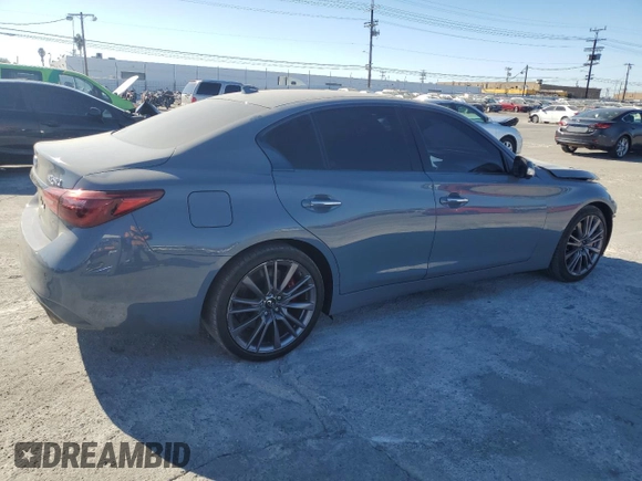 2023 Infiniti Q50 Red Sport 400 with VIN JN1FV7DP3PM570348, listed as a Copart auction lot 80996414 with 35,011 mi miles and Salvage Title. Bid and sale history available at DreamBid. Image 3.