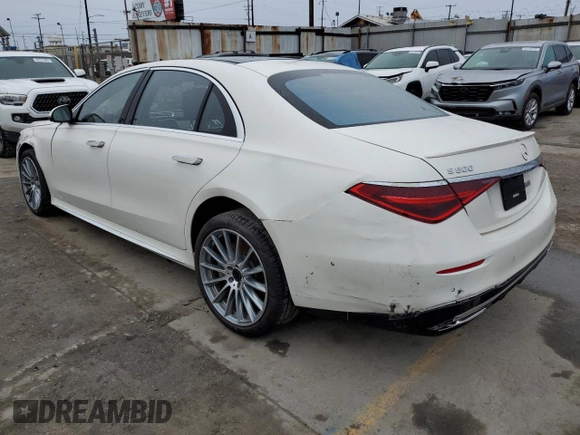 2023 Mercedes-Benz S-Class S 500 with VIN W1K6G6DB1PA209925, listed as a Copart auction lot 45128295 with 20,406 mi miles and Salvage Title. Bid and sale history available at carsss.com. Image 2.