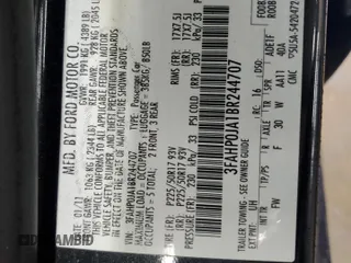 2011 Ford Fusion SEL with VIN 3FAHP0JA1BR244707, listed as a Copart auction lot 51728475 with 184,089 mi miles and Salvage Title. Bid and sale history available at DreamBid. Image 14.