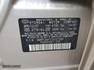 2007 Hyundai Azera SE with VIN KMHFC46F57A227589, listed as a Copart auction lot 68121904 with 105,724 mi miles and Salvage Title. Bid and sale history available at carsss.com. Image 14.