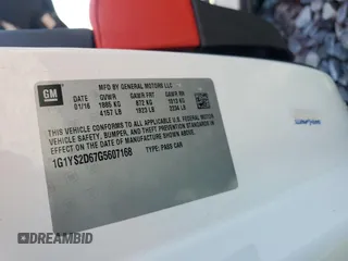 2016 Chevrolet Corvette Z06 2LZ z VIN 1G1YS2D67G5607168, wystawiony jako Copart lot #58703405 z przebiegiem Nie podano mil oraz Szkoda całkowita • Salvage title. Historia ofert i sprzedaży dostępna na DreamBid. Obrazek 12.