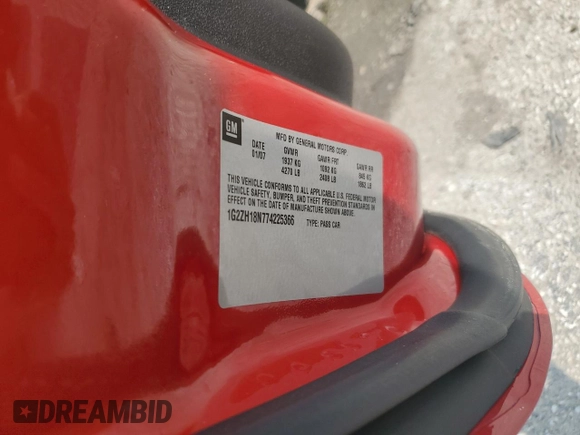 2007 Pontiac G6 GT with VIN 1G2ZH18N774225366, listed as a Copart auction lot 60409465 with 62,575 mi miles and Salvage title. Bid and sale history available at DreamBid. Image 12.