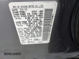 2013 Infiniti FX with VIN JN8CS1MU0DM140711, listed as a IAAI auction lot 40796518 with 179,386 mi miles and . Bid and sale history available at DreamBid. Image 9.