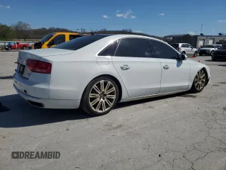 2014 Audi A8 4.0T with VIN WAUR2AFD9EN004542, listed as a Copart auction lot 50818845 with 75,908 mi miles and Salvage Title. Bid and sale history available at DreamBid. Image 3.