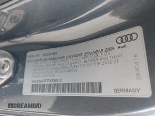 2015 Audi S5 Premium Plus with VIN WAUCGAFR7FA005913, listed as a IAAI auction lot 41542991 with 108,731 mi miles. Bid and sale history available at carsss.com. Image 9.