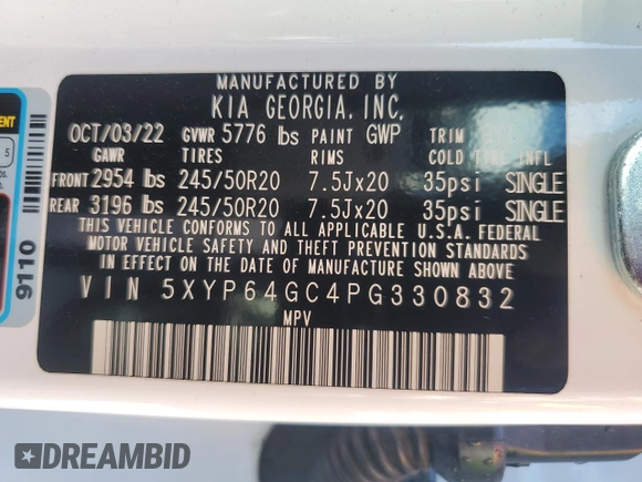 2023 Kia Telluride S with VIN 5XYP64GC4PG330832, listed as a Copart auction lot 48493365 with 68,999 mi miles and Salvage Title. Bid and sale history available at carsss.com. Image 13.