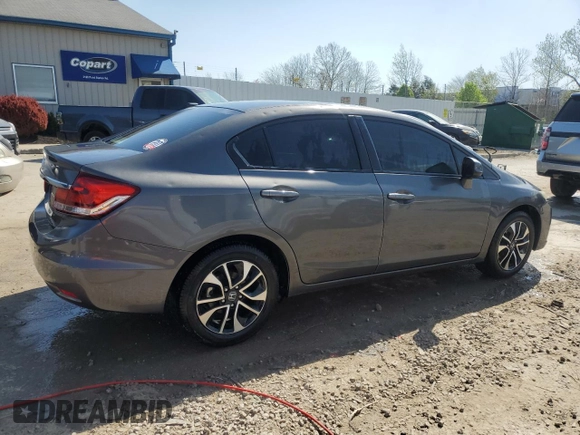2013 Honda Civic EX with VIN 2HGFB2F89DH506846, listed as a Copart auction lot 53423285 with 92,542 mi miles and Salvage Title. Bid and sale history available at DreamBid. Image 3.