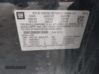2016 GMC Terrain SLE with VIN 2GKFLSEK6G6126666, listed as a IAAI auction lot 42021817 with 101,024 mi miles. Bid and sale history available at carsss.com. Image 9.