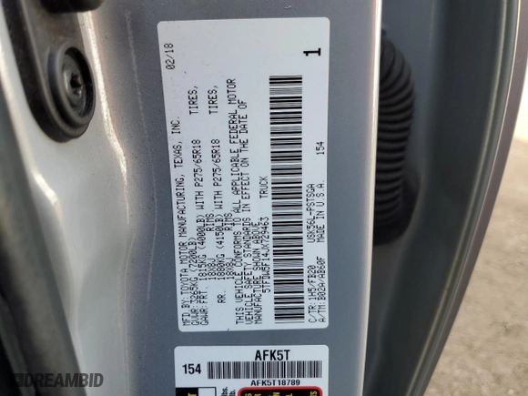 2018 Toyota Tundra 4WD SR5 with VIN 5TFDW5F14JX729463, listed as a Copart auction lot 49533295 with 136,657 mi miles and Salvage Title. Bid and sale history available at carsss.com. Image 15.