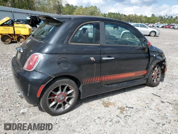 2013 FIAT 500 Abarth with VIN 3C3CFFFH9DT611251, listed as a Copart auction lot 51603025 with 62,190 mi miles and Salvage title. Bid and sale history available at DreamBid. Image 3.