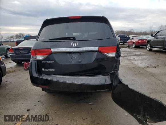 2014 Honda Odyssey EX-L with VIN 5FNRL5H62EB036964, listed as a Copart auction lot 46581355 with 62,290 mi miles and Salvage Title. Bid and sale history available at DreamBid. Image 6.