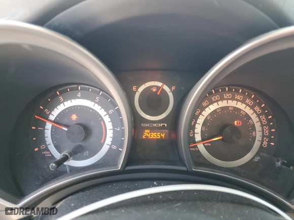 2011 Scion tC with VIN JTKJF5C76B3000765, listed as a Copart auction lot 53954445 with 243,554 mi miles and Salvage Title. Bid and sale history available at carsss.com. Image 9.