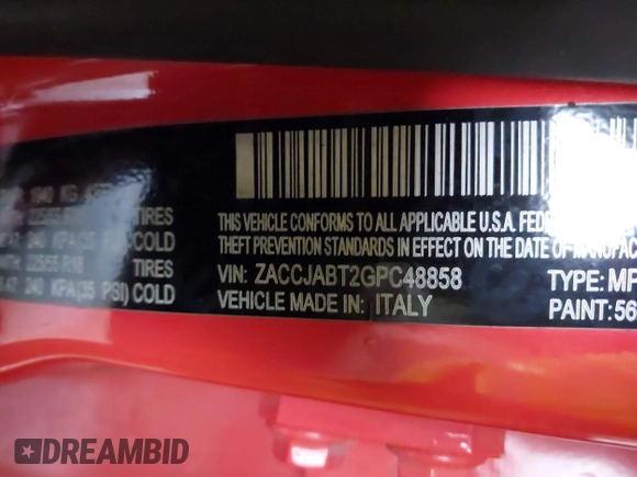 2016 Jeep Renegade Latitude z VIN ZACCJABT2GPC48858, wystawiony jako IAAI lot #42465822 z przebiegiem 67 705 mil mil oraz . Historia ofert i sprzedaży dostępna na DreamBid. Obrazek 9.