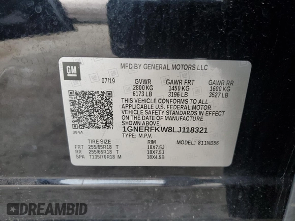 2020 Chevrolet Traverse LS with VIN 1GNERFKW8LJ118321, listed as a Copart auction lot 84933474 with 95,998 mi miles and Salvage title. Bid and sale history available at DreamBid. Image 16.