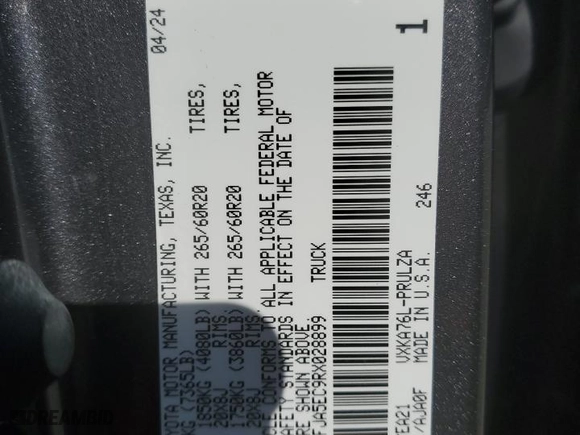 2024 Toyota Tundra 4WD Limited with VIN 5TFJA5EC9RX028899, listed as a Copart auction lot 78833044 with 0 mi miles and Salvage Title. Bid and sale history available at carsss.com. Image 14.