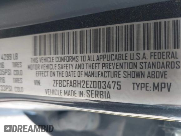 2014 FIAT 500L Easy with VIN ZFBCFABH2EZ003475, listed as a IAAI auction lot 42750417 with 144,930 mi miles and . Bid and sale history available at DreamBid. Image 9.