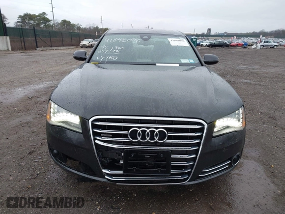 2012 Audi A8 L with VIN WAURVAFD7CN011767, listed as a IAAI auction lot 41848096 with 98,397 mi miles. Bid and sale history available at carsss.com. Image 12.