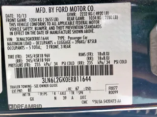 2014 Lincoln MKZ with VIN 3LN6L2GK0ER811644, listed as a Copart auction lot 60094105 with 115,623 mi miles and Salvage title. Bid and sale history available at DreamBid. Image 13.