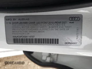 2016 Audi S6 Premium Plus with VIN WAUF2AFCXGN114707, listed as a Copart auction lot 62422494 with 0 mi miles and Salvage Title. Bid and sale history available at carsss.com. Image 12.