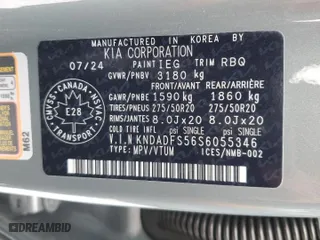 2025 Kia EV9 Land with VIN KNDADFS56S6055346, listed as a Copart auction lot 86539714 with 1,286 mi miles and Salvage Title. Bid and sale history available at carsss.com. Image 13.