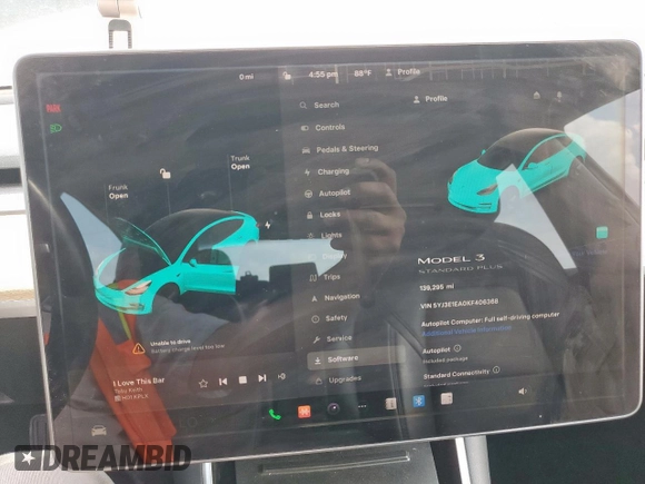 2019 Tesla Model 3 Mid Range with VIN 5YJ3E1EA0KF406368, listed as a Copart auction lot 55085905 with 139,295 mi miles and Clean Title. Bid and sale history available at DreamBid. Image 9.
