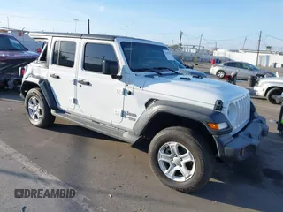 2018 Jeep Wrangler Unlimited Sport S with VIN 1C4HJXDN0JW201894, listed as a IAAI auction lot 41507278 with 63,990 mi miles and . Bid and sale history available at DreamBid. Image 1.