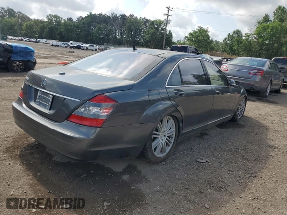2007 Mercedes-Benz S-Class 5.5L V8 with VIN WDDNG71X97A039766, listed as a Copart auction lot 54101085 with 0 mi miles and Clean Title. Bid and sale history available at carsss.com. Image 3.