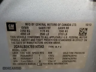 2014 Chevrolet Equinox LT with VIN 2GNALBEK7E6147343, listed as a Copart auction lot 50644605 with 279,645 mi miles and Clean Title. Bid and sale history available at carsss.com. Image 14.