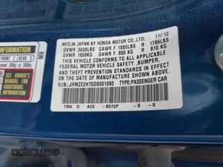 2013 Honda Insight EX with VIN JHMZE2H75DS001093, listed as a IAAI auction lot 42346816 with 153,488 mi miles and . Bid and sale history available at DreamBid. Image 9.