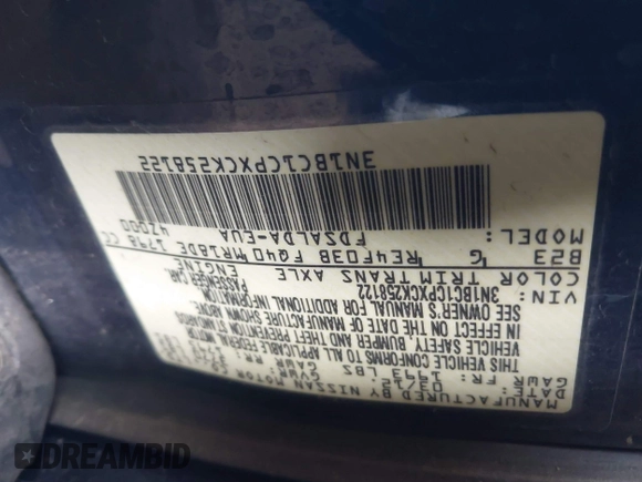 2012 Nissan Versa S z VIN 3N1BC1CPXCK258122, wystawiony jako IAAI lot #42164469 z przebiegiem 64 594 mil mil oraz . Historia ofert i sprzedaży dostępna na DreamBid. Obrazek 9.