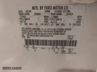 2008 Ford Edge Limited with VIN 2FMDK49C08BB49370, listed as a IAAI auction lot 41539489 with 267,722 mi miles. Bid and sale history available at carsss.com. Image 9.