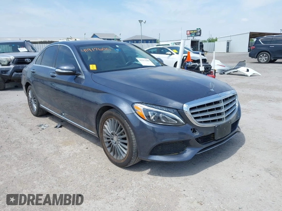 2015 Mercedes-Benz C-Class C 300 with VIN 55SWF4JB4FU056399, listed as a IAAI auction lot 41917600 with 74,398 mi miles. Bid and sale history available at carsss.com. Image 1.