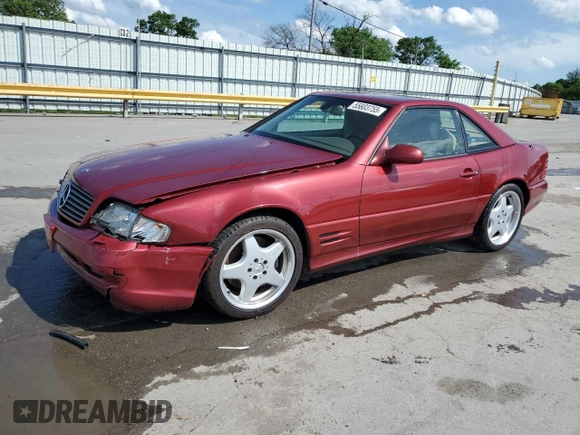 2001 Mercedes-Benz SL 500 with VIN WDBFA68F51F197134, listed as a Copart auction lot 55603755 with 115,826 mi miles and Salvage title. Bid and sale history available at DreamBid. Image 1.