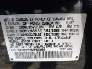 2008 Acura MDX with VIN 2HNYD28288H512969, listed as a IAAI auction lot 42017393 with 191,023 mi miles and . Bid and sale history available at DreamBid. Image 9.
