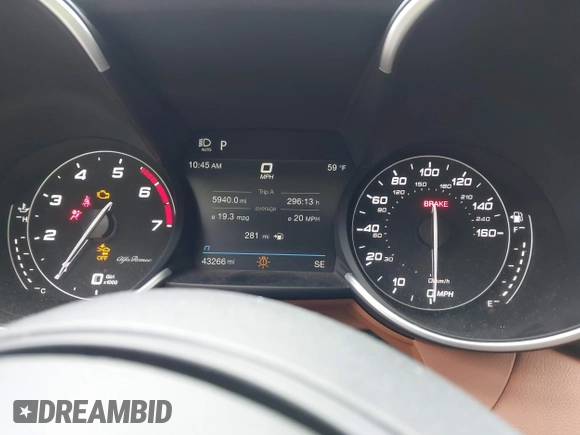 2021 Alfa Romeo Giulia Ti Sport with VIN ZARFAMBN9M7640461, listed as a IAAI auction lot 42329442 with 43,266 mi miles and . Bid and sale history available at DreamBid. Image 7.