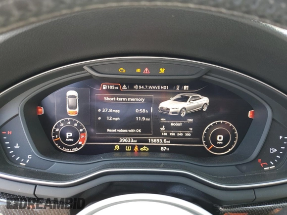 2018 Audi S5 Premium Plus z VIN WAUY4GF51JN006376, wystawiony jako Copart lot #59032295 z przebiegiem 39 633 mil mil oraz Szkoda całkowita • Salvage title. Historia ofert i sprzedaży dostępna na DreamBid. Obrazek 9.