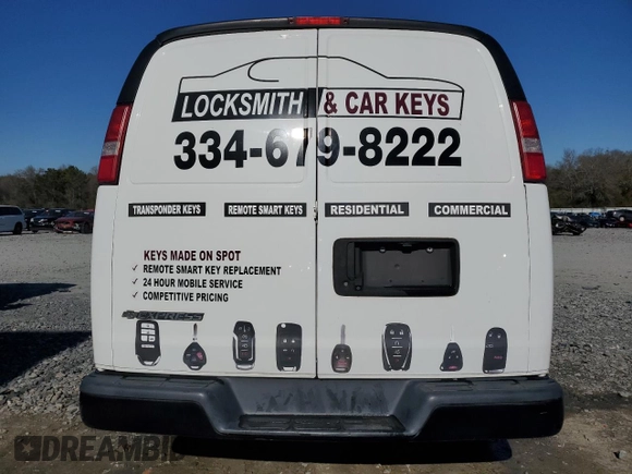 2018 Chevrolet Express Cargo with VIN 1GCWGAFG4J1338495, listed as a Copart auction lot 88013295 with 141,681 mi miles and Salvage title. Bid and sale history available at DreamBid. Image 6.