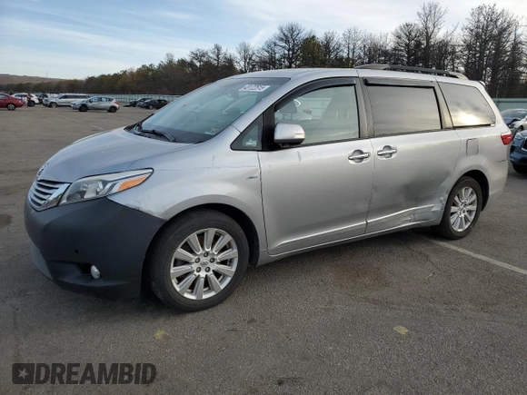 2017 Toyota Sienna XLE with VIN 5TDDZ3DC5HS181117, listed as a Copart auction lot 48122515 with 53,376 mi miles and Salvage title. Bid and sale history available at DreamBid. Image 1.