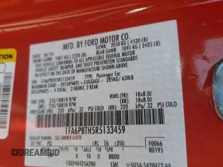 2024 Ford Mustang EcoBoost with VIN 1FA6P8TH5R5133459, listed as a Copart auction lot 61395845 with 27,489 mi miles and Salvage title. Bid and sale history available at DreamBid. Image 13.