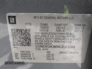 2019 Chevrolet Traverse LT Cloth with VIN 1GNERGKW0KJ123288, listed as a IAAI auction lot 42345412 with 78,696 mi miles and . Bid and sale history available at DreamBid. Image 9.