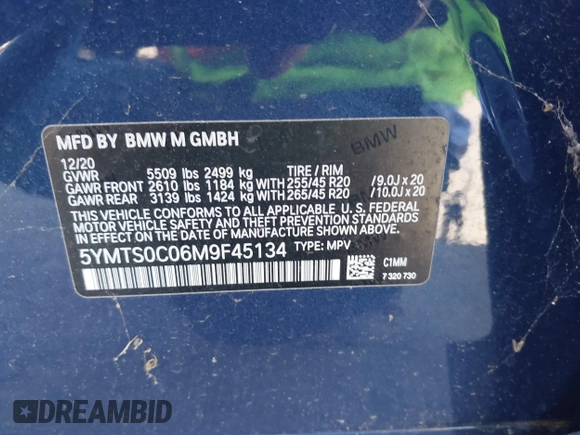 2021 BMW X3 M z VIN 5YMTS0C06M9F45134, wystawiony jako IAAI lot #41867376 z przebiegiem 35 237 mil mil oraz . Historia ofert i sprzedaży dostępna na DreamBid. Obrazek 9.