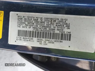2002 Toyota Prius with VIN JT2BK18U220065752, listed as a IAAI auction lot 42099742 with 153,371 mi miles. Bid and sale history available at carsss.com. Image 9.
