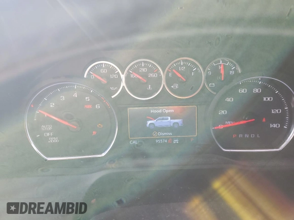 2020 Chevrolet Silverado 1500 LT with VIN 1GCUYDEDXLZ253923, listed as a Copart auction lot 82211904 with 95,574 mi miles and Salvage Title. Bid and sale history available at DreamBid. Image 9.