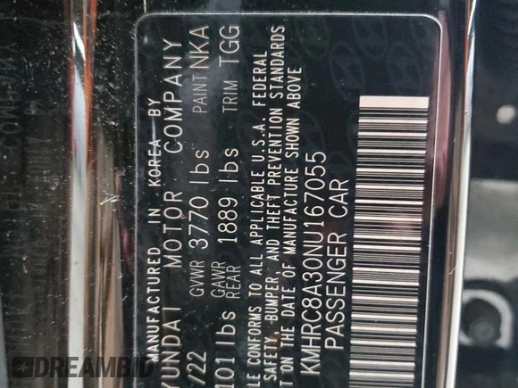 2022 Hyundai Venue SEL with VIN KMHRC8A30NU167055, listed as a Copart auction lot 53284515 with 23,403 mi miles and Salvage title. Bid and sale history available at DreamBid. Image 12.