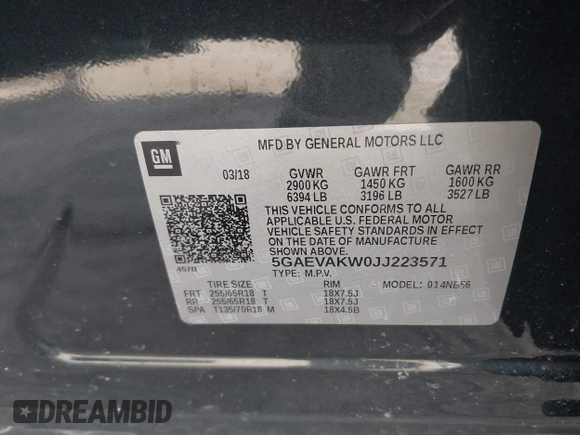 2018 Buick Enclave Essence with VIN 5GAEVAKW0JJ223571, listed as a IAAI auction lot 41757356 with 115,063 mi miles and . Bid and sale history available at DreamBid. Image 9.